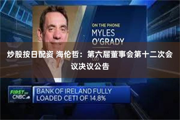炒股按日配资 海伦哲：第六届董事会第十二次会议决议公告