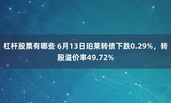 杠杆股票有哪些 6月13日珀莱转债下跌0.29%，转股溢价率49.72%