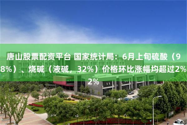 唐山股票配资平台 国家统计局：6月上旬硫酸（98%）、烧碱（液碱，32%）价格环比涨幅均超过2%