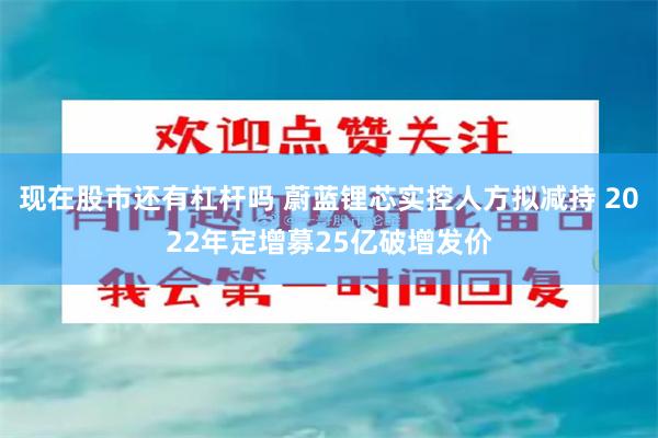 现在股市还有杠杆吗 蔚蓝锂芯实控人方拟减持 2022年定增募25亿破增发价