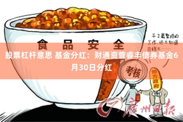 股票杠杆意思 基金分红：财通资管睿丰债券基金6月30日分红