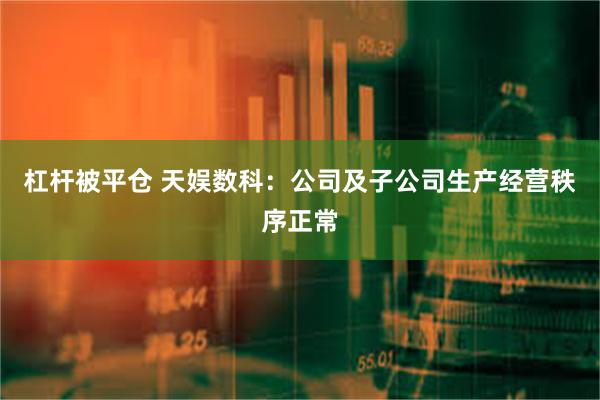 杠杆被平仓 天娱数科：公司及子公司生产经营秩序正常