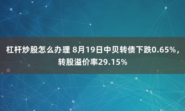 杠杆炒股怎么办理 8月19日中贝转债下跌0.65%，转股溢价率29.15%