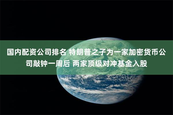 国内配资公司排名 特朗普之子为一家加密货币公司敲钟一周后 两家顶级对冲基金入股