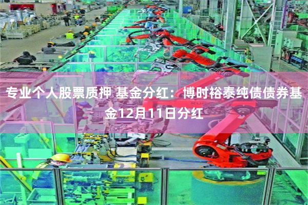 专业个人股票质押 基金分红：博时裕泰纯债债券基金12月11日分红